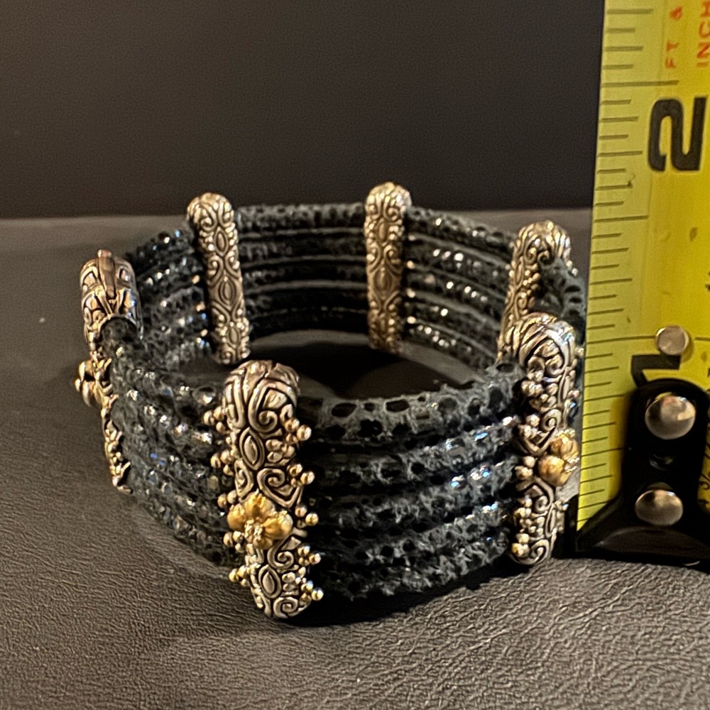Barbara Bixby Sterling Silver and 18k Gold Leather Bracelet - Picture 12 of 12